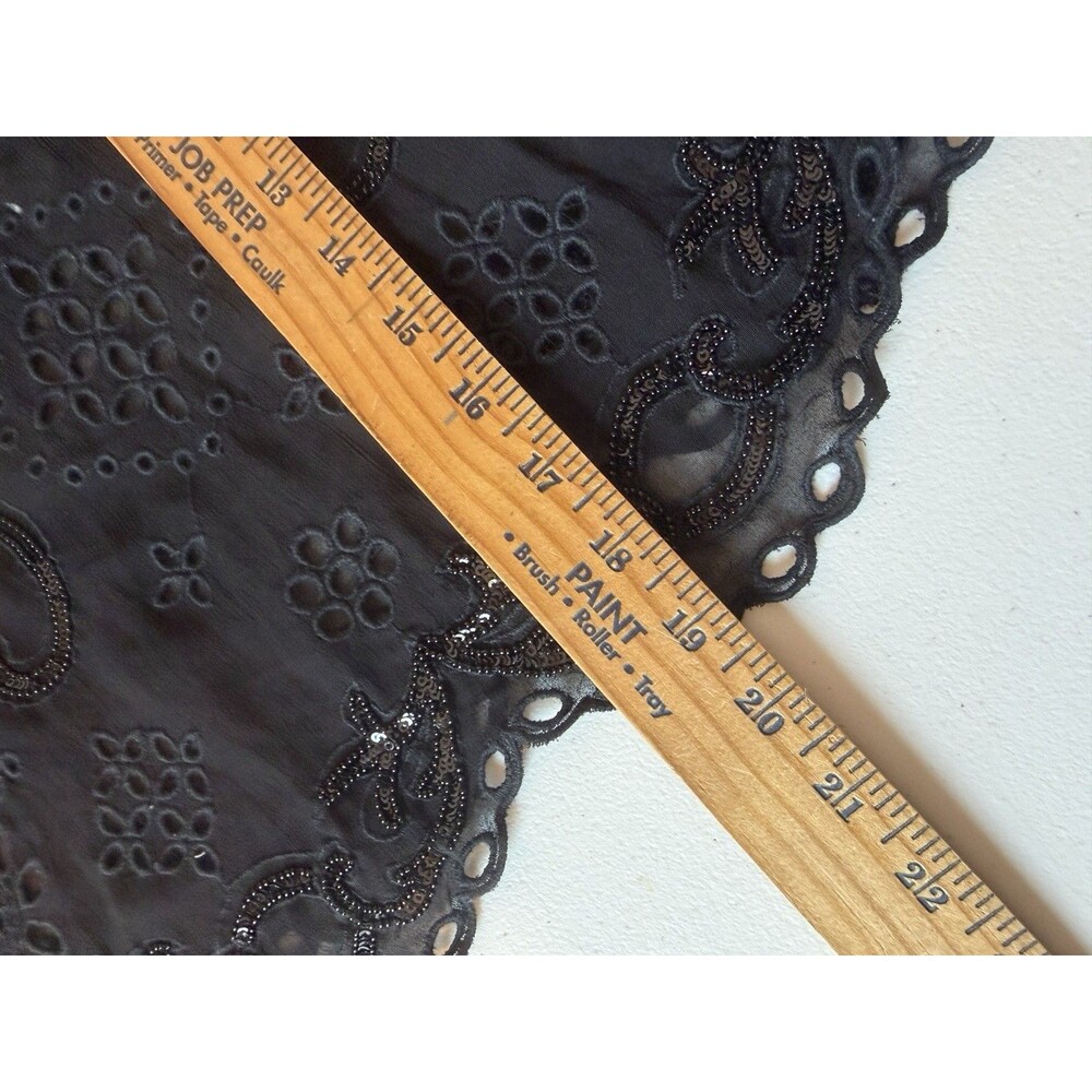 Zara ZW Collection Black Embroidered Beaded Blouse M Chiffon Sequin Crop Top - Picture 8 of 11